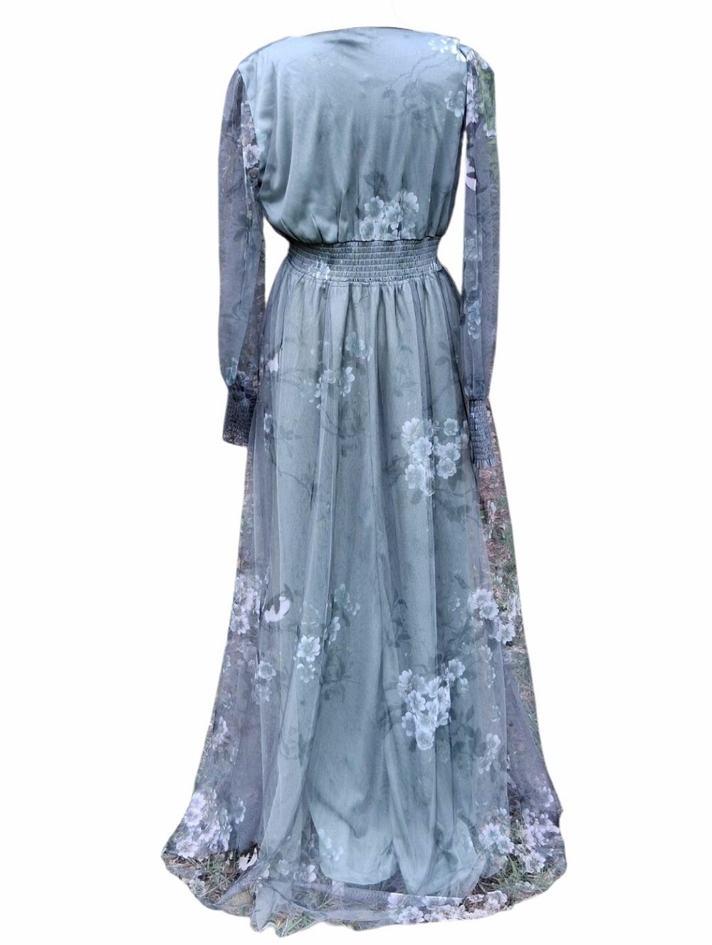 Baltic Born Layla Tulle Maxi Dress Dusty Green Floral Size Large NWT - Picture 8 of 16